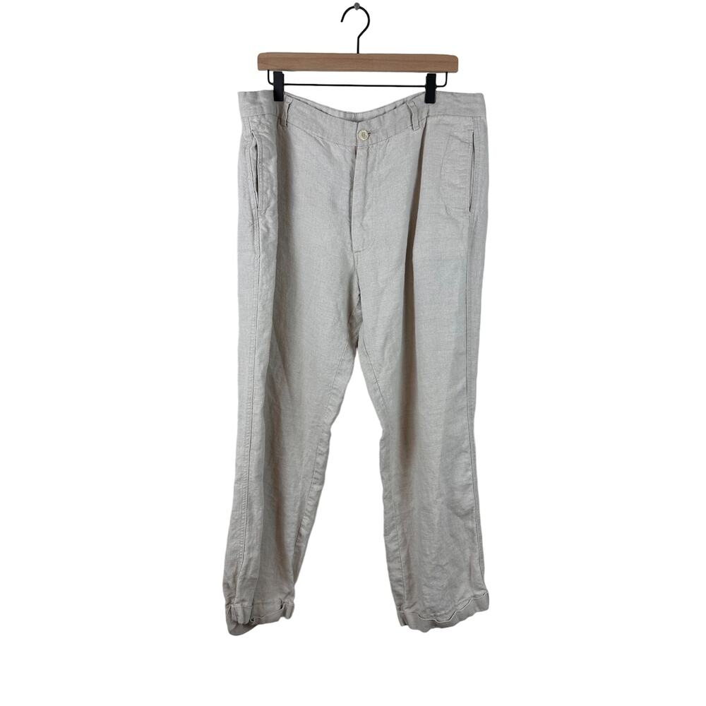 Island Importer Mens Tan Linen Pants Size 38 Summer Beach Resort Vacation